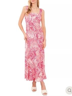 Vince Camuto Sleeveless Pink Paisley Maxi Dress Size Medium
